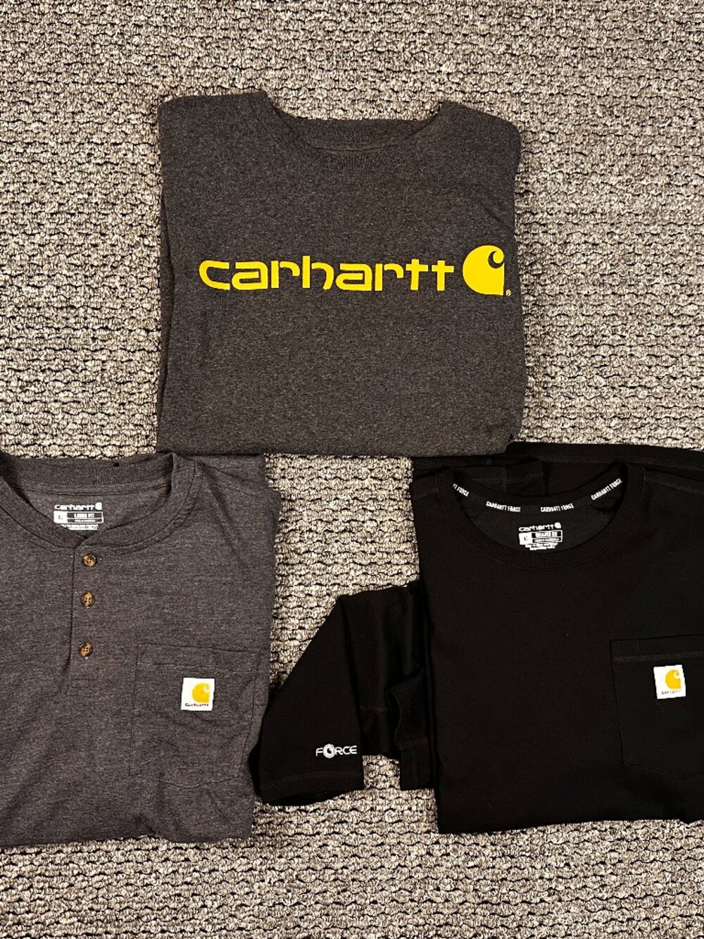 Carhartt Shirt Lot 3 Mens XL Loose Pocket Tee Loose Logo Workwear Long Sleeve
